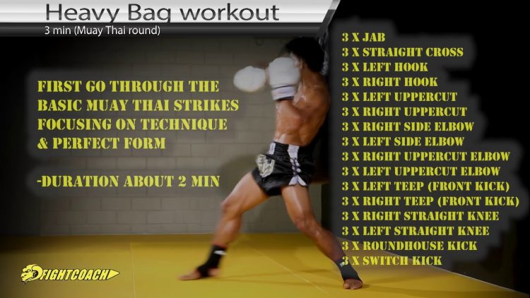 Cool Muay Thai Kickboxing/MMA Heavy Bag Workout (3-5 x 3 min)
